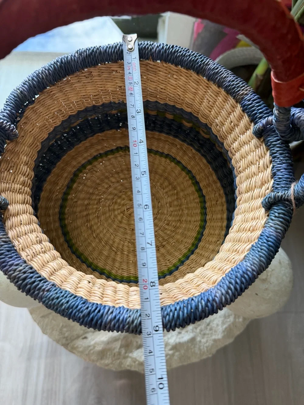 Handmade Ghana Bolga Basket Fair Trade Elephant Grass Leather Handle
